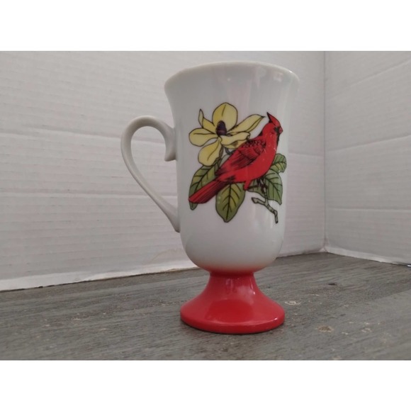 Song Bird Pedestal Mug Irish Coffee Cup FRED ROBERTS Red - Picture 4 of 7